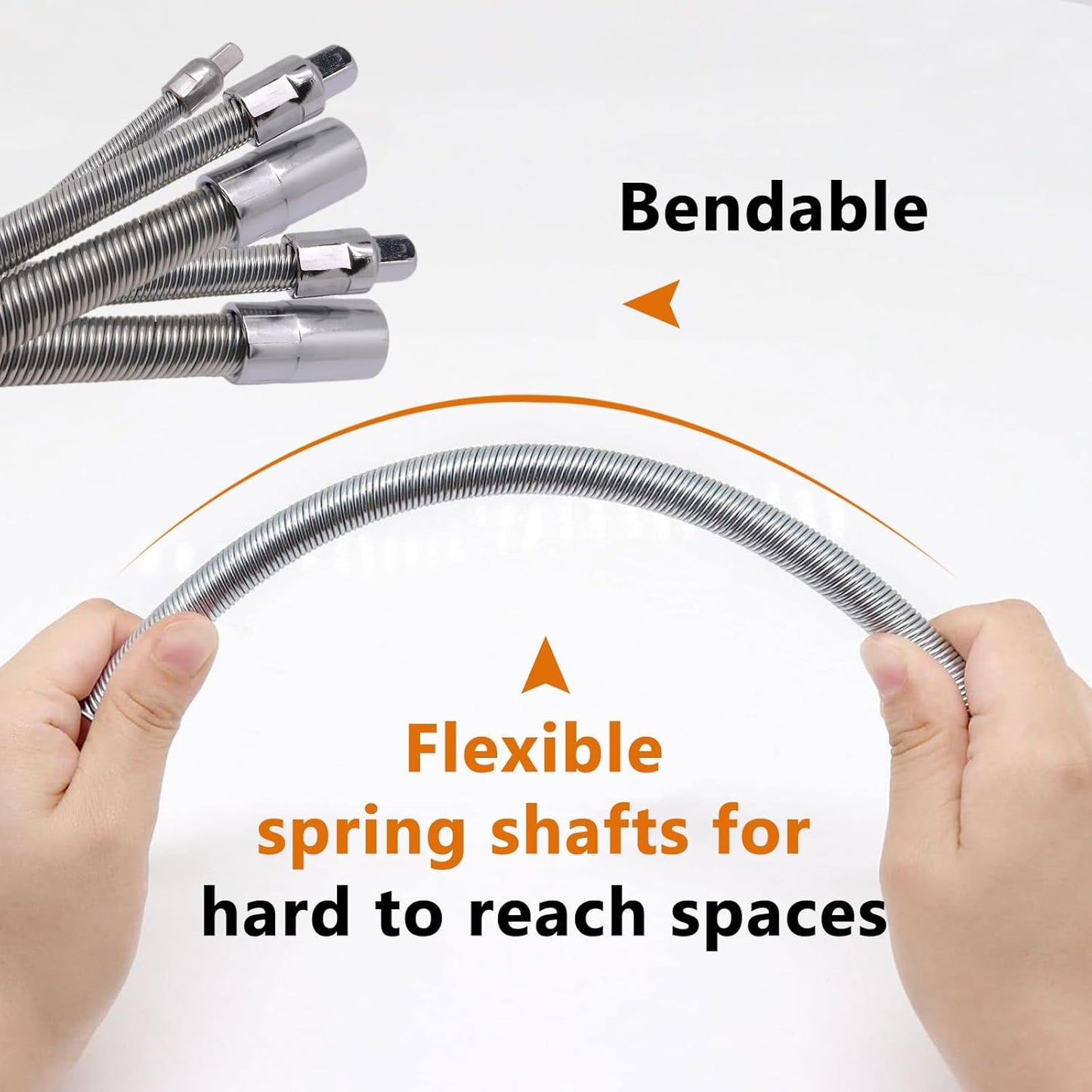 Spring Flex Shaft Extension Rod – 3-pack includes 1/4", 3/8" & 1/2" drives.