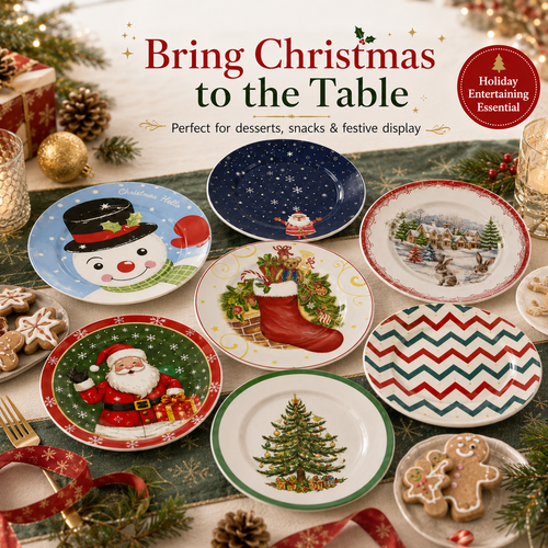 🎄Merry & Bright Christmas Plate Collection🎁🍽️ – Festive Holiday Serving Plates