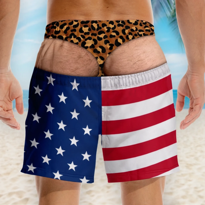 🏆50K+ Sold⚡Funny Patriotic “Wide Load” Men’s Swim Trunks