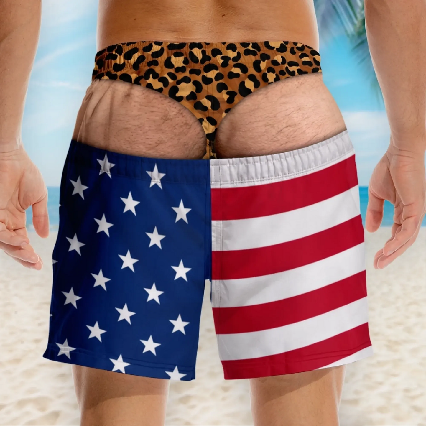 Funny Patriotic Men Swim Trunks - Personalized Birthday Gifts For Husband, Son, Grandson, Brother, Grandpa, Dad, Yourself - Warning Wide Load