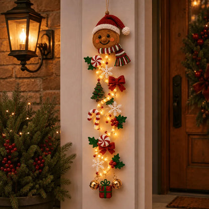 🎄MerryCascade™ Glowing Christmas Door Hanger | 6 Festive Lighted Designs with Warm Glow, Dimensional Details & Space-Saving Vertical Décor