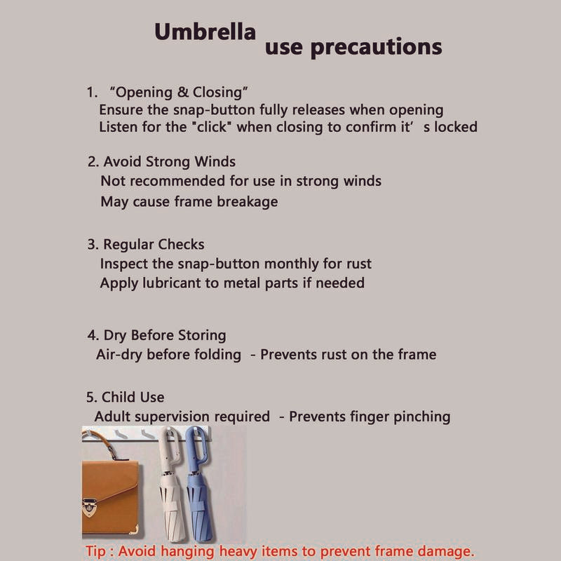 ☔50% OFF NOW! Automatic Folding Umbrella – Windproof Waterproof Compact Travel Umbrella with C-Shaped Hands-Free Hook Handle for Rain & Sun
