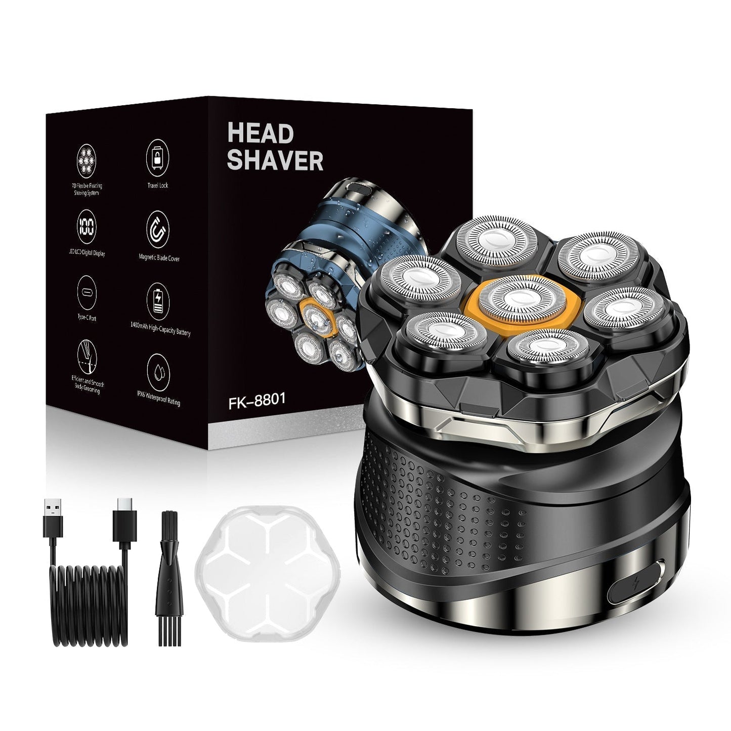 7D Electric Head Shaver for Men | Wet & Dry Rotary Razor