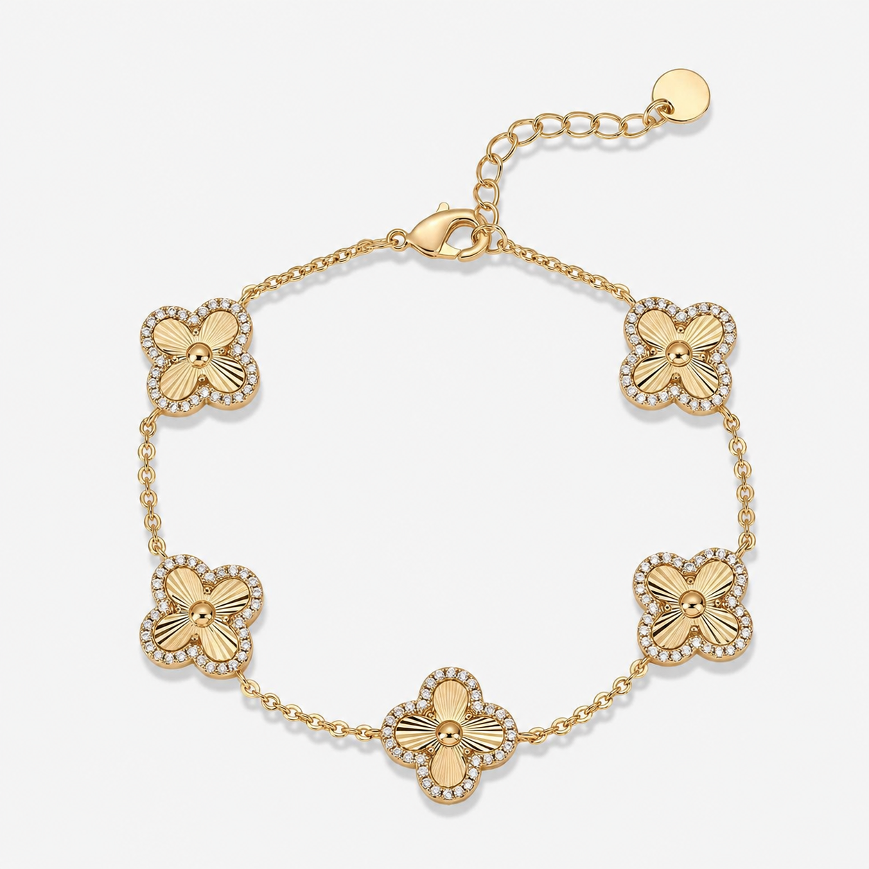 24K Gold-Plated Four-Leaf Clover Bracelet – Lucky Charm Jewelry for Women