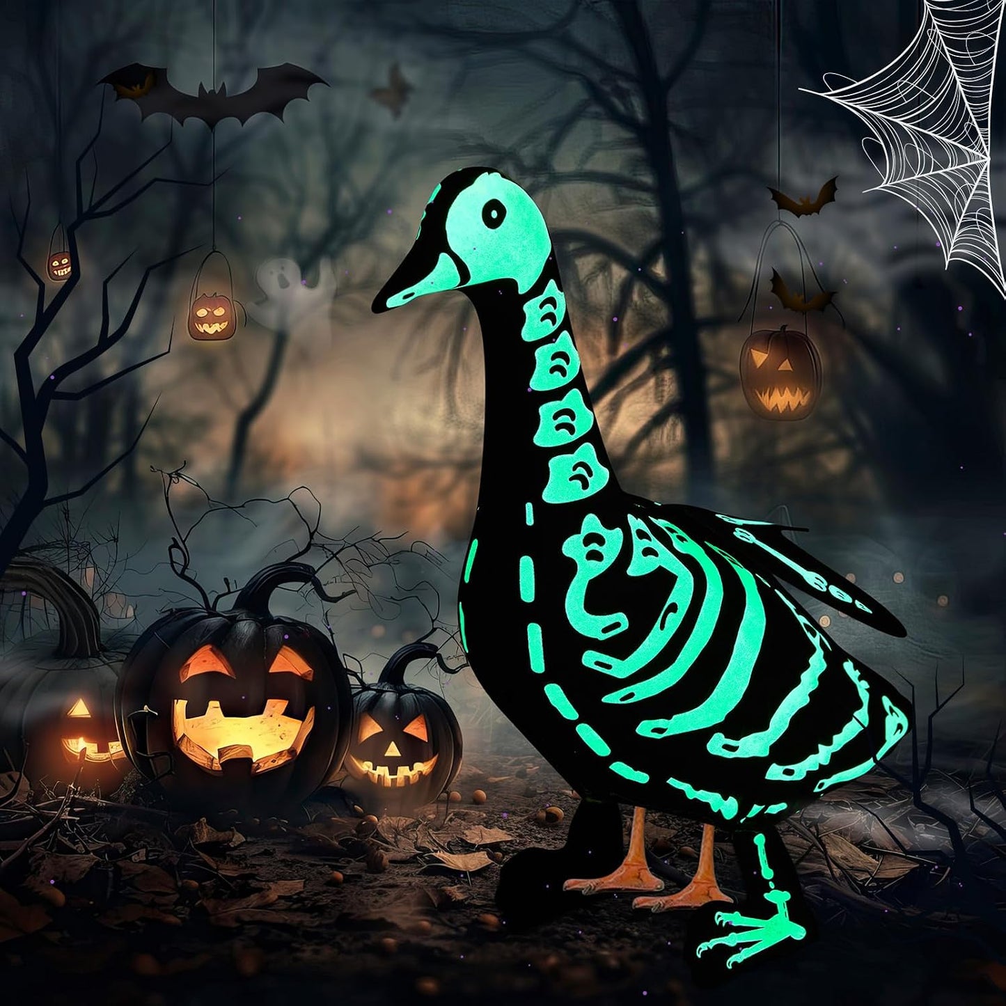 🎃Halloween Porch Goose Outfits Skeleton Costume for 23''💀