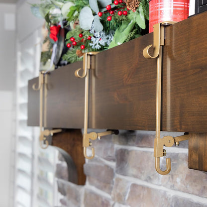 🎄 Adjustable Stocking & Garland Mantle Hangers – Damage-Free Dual-Hook Christmas Fireplace Holders 🎅✨