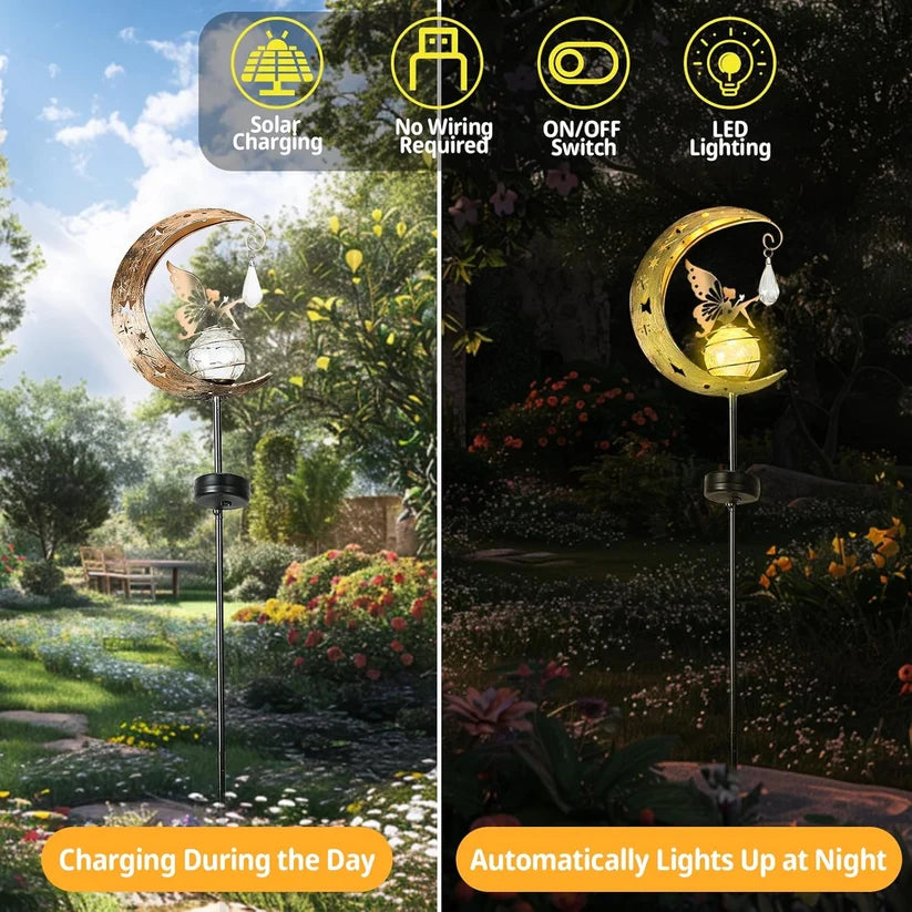 🌙✨ Charming Fairy Moon Solar Garden Stake Light