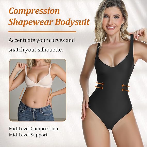 Wireless Plunge Thong Bodysuit - Sexy, Comfortable Fit