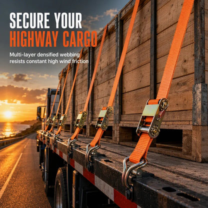 🚚💪 Heavy-Duty Ratchet Cargo Strap – Secure Double-Hook Tie Down for Cars, Trucks & Trailers