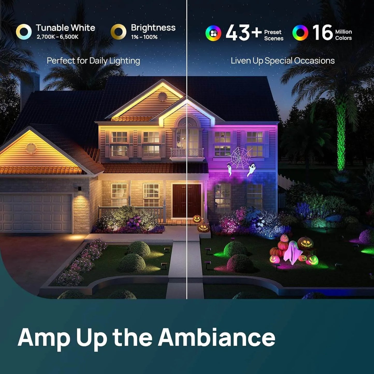 Linkind SL5C Smart Solar Spotlight - RGB & Tunable White Landscape Light