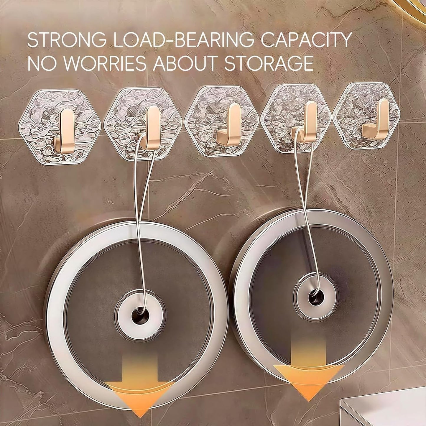 AA Self-Adhesive Hooks 10 Pack, Hex Ripple Heavy Duty Hooks 🚿