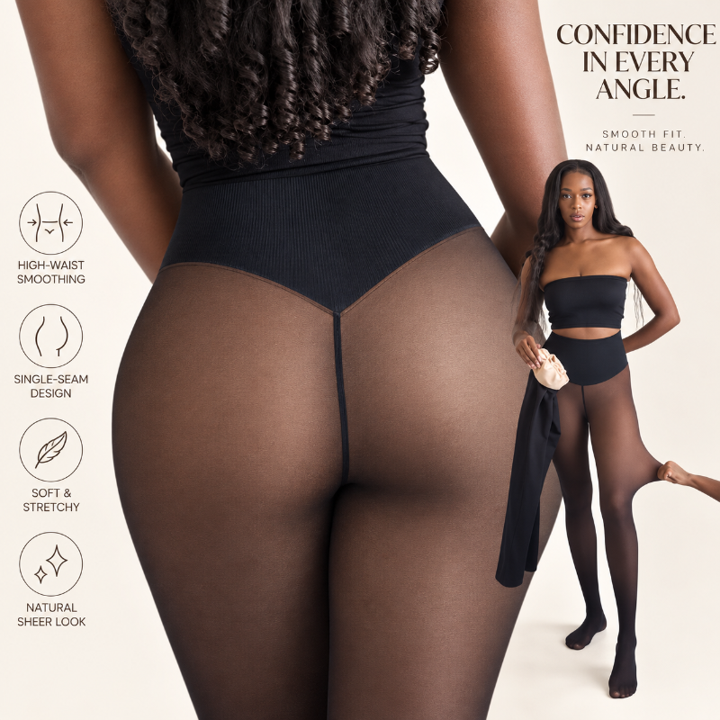 Women's Fleece-Lined Sheer-Look Tights – High-Waist 200G Winter Pantyhose