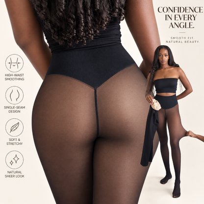 Women's Fleece-Lined Sheer-Look Tights – High-Waist 200G Winter Pantyhose