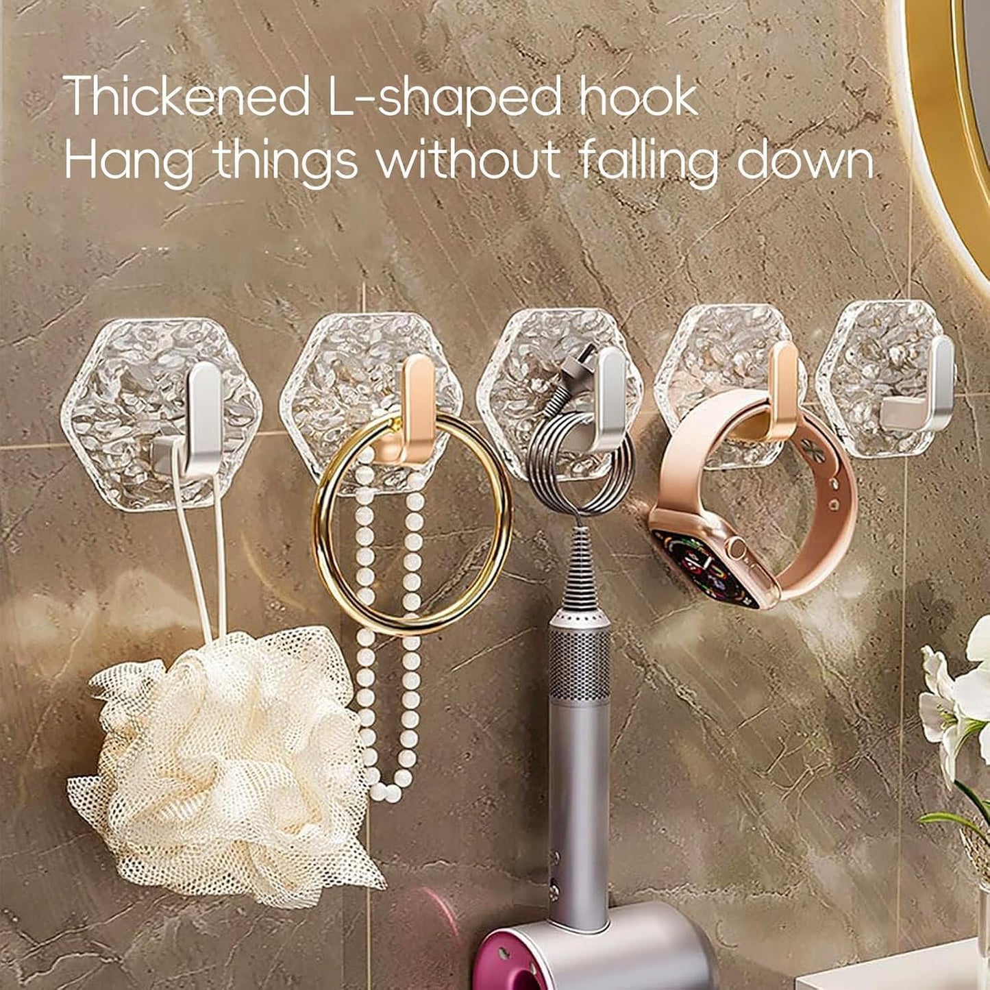 AA Self-Adhesive Hooks 10 Pack, Hex Ripple Heavy Duty Hooks 🚿