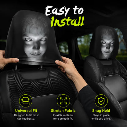 😆 Funny Cartoon Car Headrest Covers – 2PCS Universal Fit 🚗