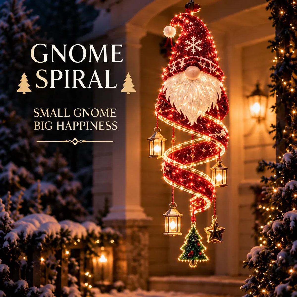 🎅Christmas Magic Spira Hanging LED Light Collection – 9 Festive Designs ✨ | Suspended Glowing Characters with Spiral Lights & Hanging Details for Porches, Windows, Entryways & Holiday Displays
