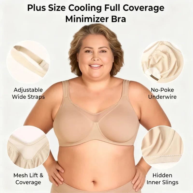 💐Women's Elegant Sheer Full Coverage Minimizer Bra ✨ Plus Size for Large Busts | No Digging, No Spillage & Ultra Comfy