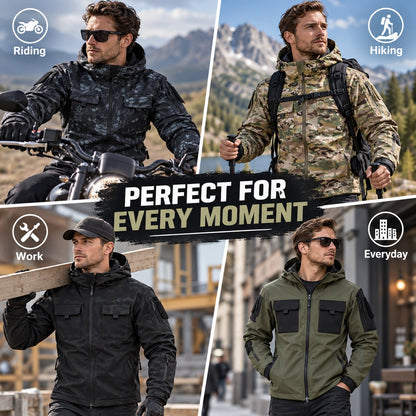 9 Pocket Tactical Hooded Jacket | Slim Fit Fleece Lined Outdoor Coat