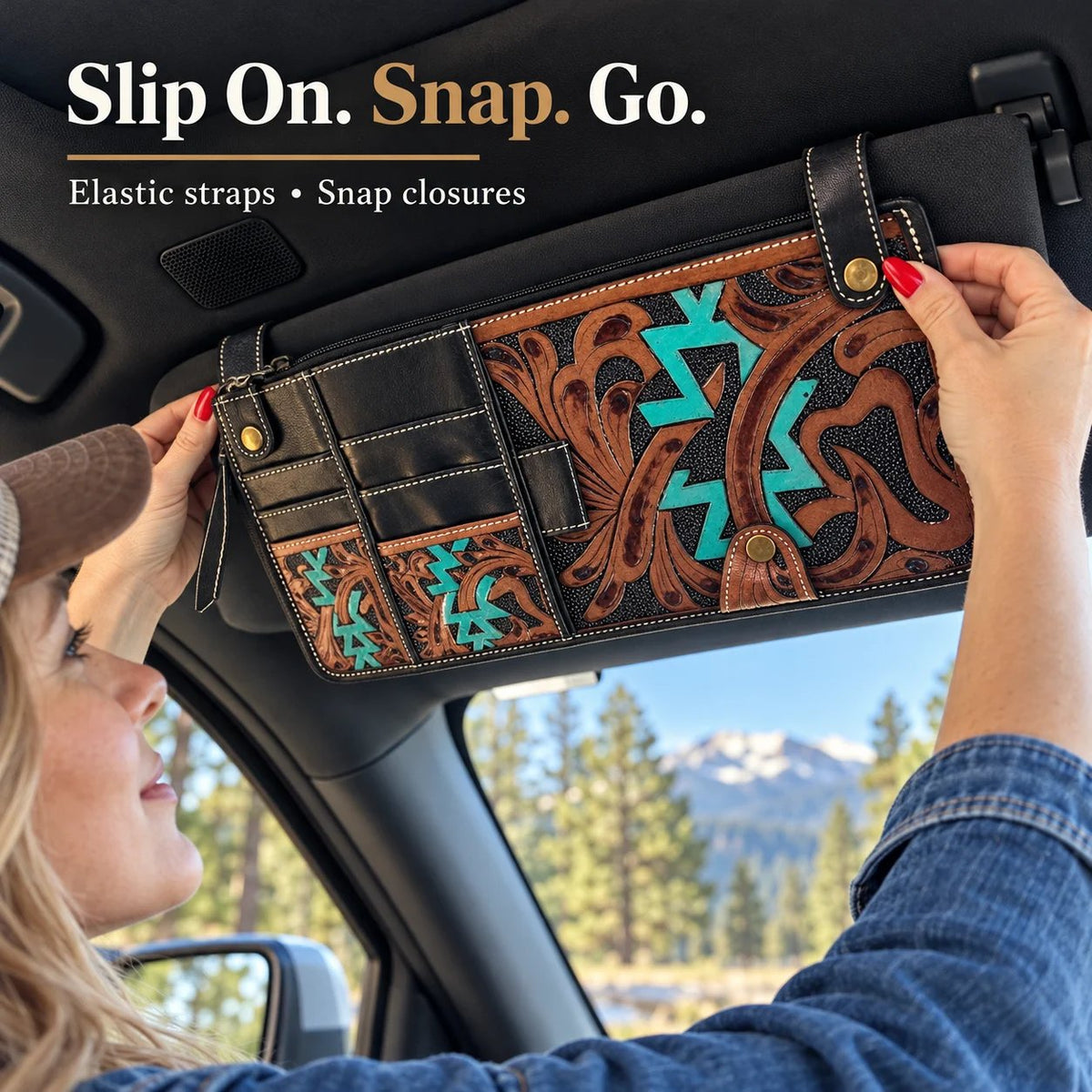 🕶️ Aztec Tooled Visor Holder