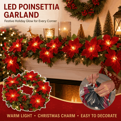 🎄 Christmas Poinsettia LED Garland String Lights