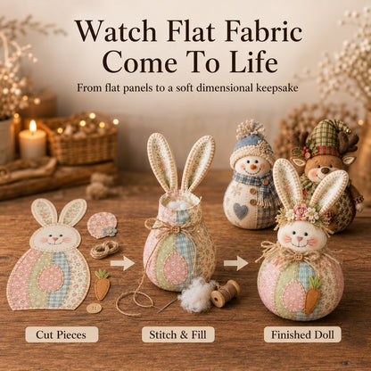 🎄 DIY Patchwork Fabric Doll Kit – Create Your Own Handmade Christmas Character