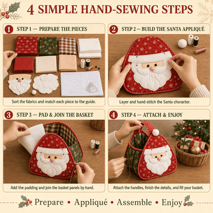 🎄 Christmas Quilted Carry Basket – DIY Sewing Kit & Finished Basket 🎁