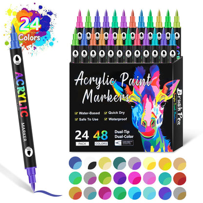 🎨Last Day🔥Dual Tip Acrylic Paint Pen Marker - 24/48/72/120 Colors
