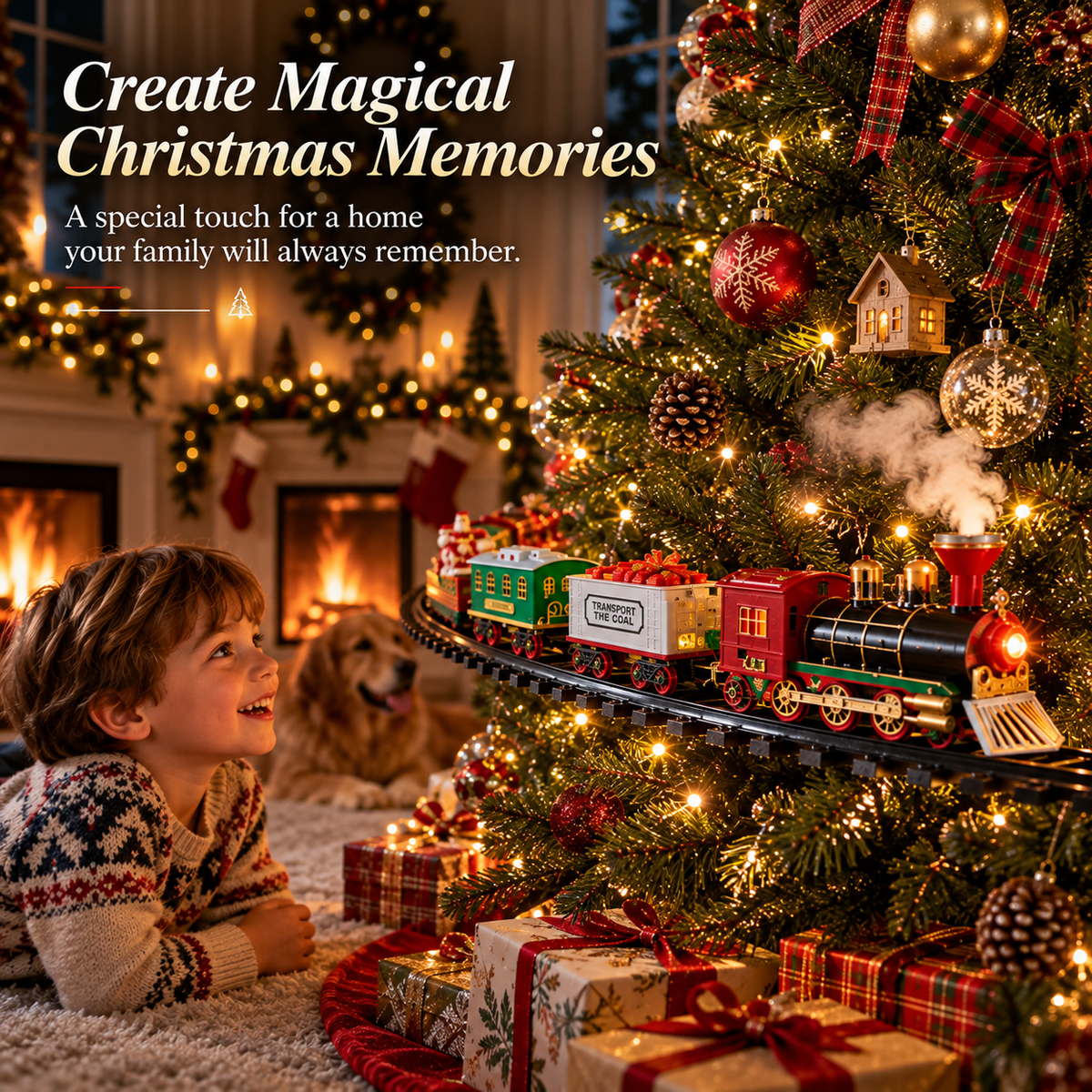 🎄 Magical Christmas Tree Train Set – Moving Train with Lights, Sounds & Steam for a Holiday Tree That Comes to Life🚂