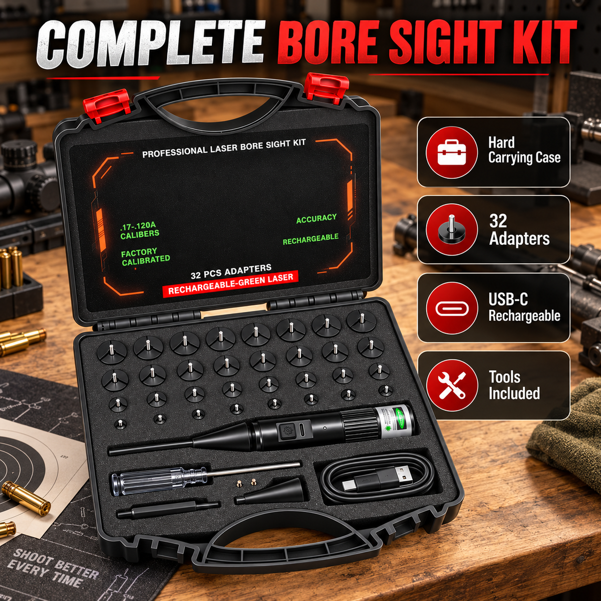 Laser Bore Sighter Kit for All Calibers