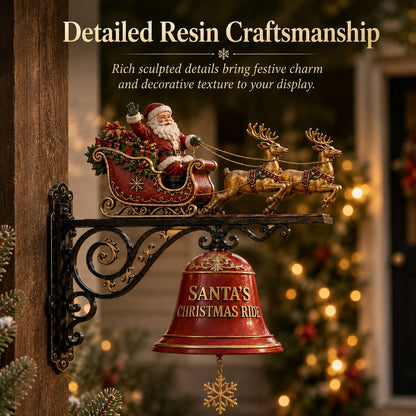 🎅 Santa Sleigh & Reindeer Christmas Bell – Vintage Holiday Door & Porch Decor