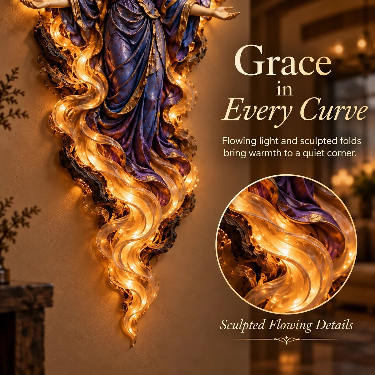 ✝️ Heavenly Radiance Lighted Angel Wall Sculpture | Gabriel or Michael