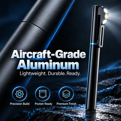 🔦Compact Multifunction EDC Pen Light | 300 Lumens Dual LED Light | Aluminum Alloy Body | USB-C Rechargeable
