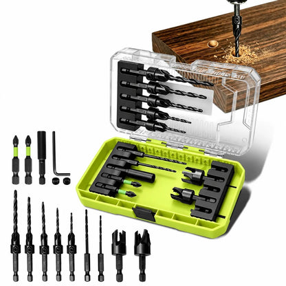 15-Piece Countersink Drill Set 🛠️ – 1/4' Hex Shank with Depth Stops