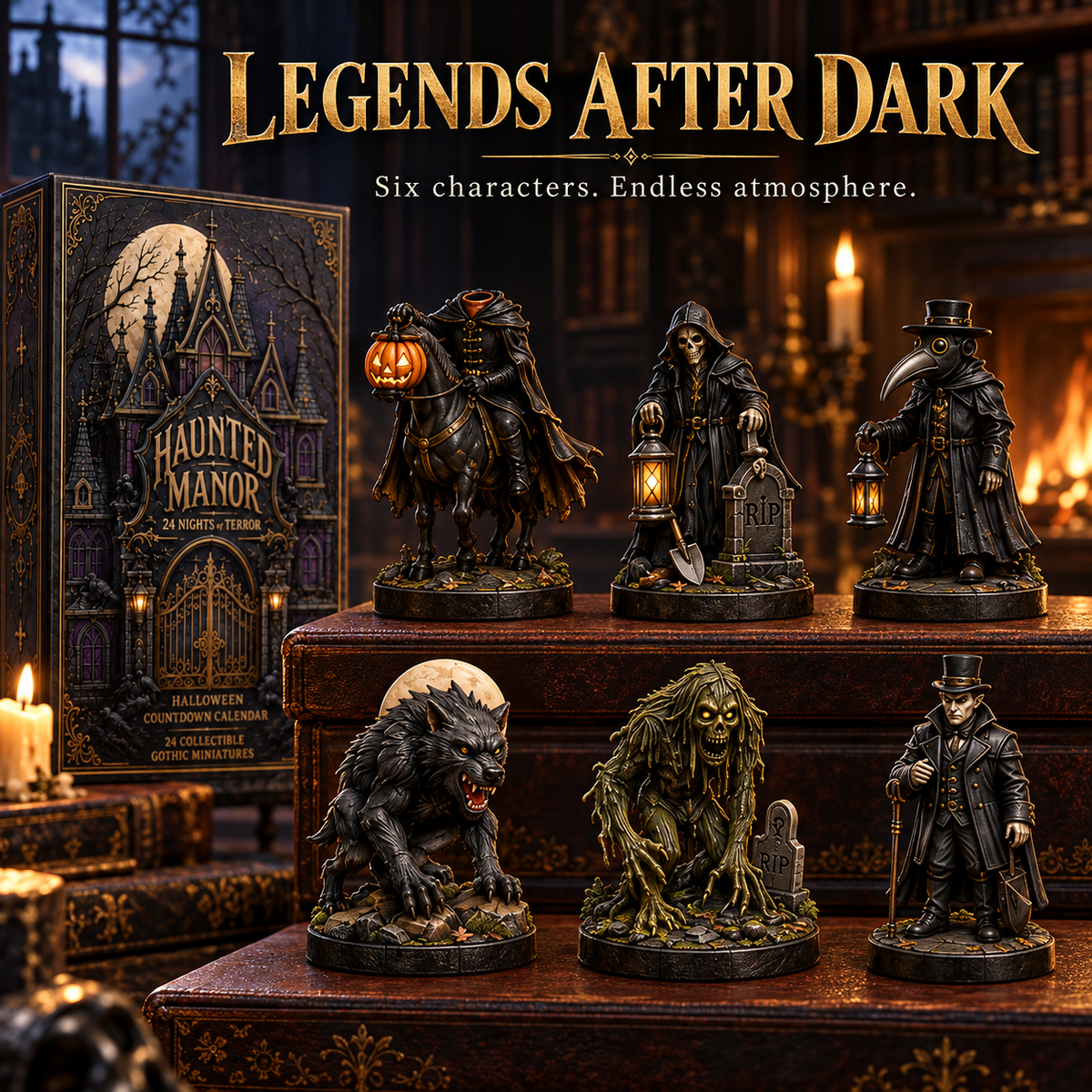 Haunted Manor Halloween Countdown Calendar 2026 – 24 Nights of Terror Gothic Miniature Collectibles