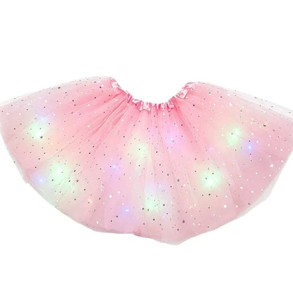 🎁LED Light Up Sequin Tutu Skirt Star Mesh Princess Skirt for Girls and Adults
