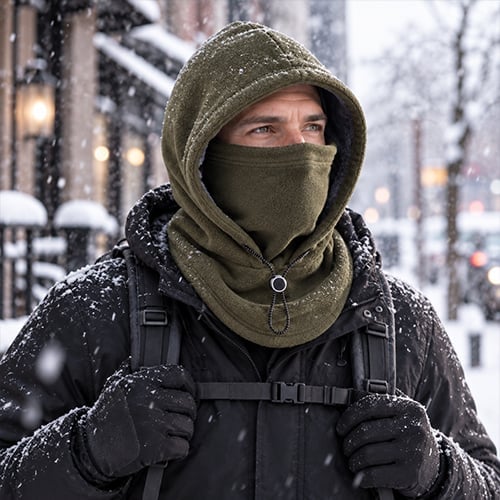 🔥🥶Fleece Double Layer Integrated Mask Hat