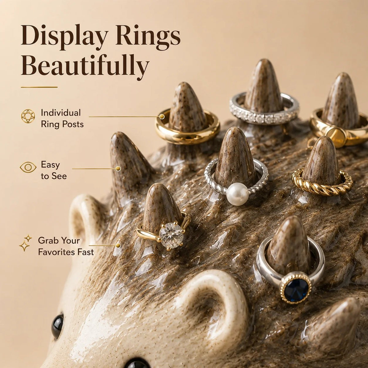 🔥 Handmade Hedgehog Ring Holder – Adorable Ceramic Jewelry Tray & Gift for Her