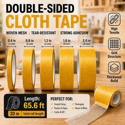Double-Sided Mesh Tape — Strong Hold, Clean Removal, 65.6 ft Roll