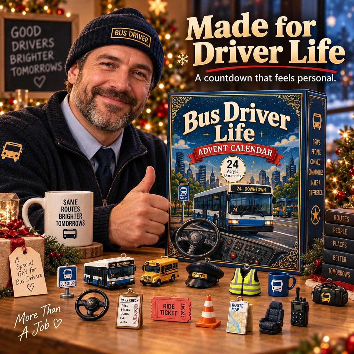 🚌 Driver’s Christmas Countdown | 24 Days of Bus-Themed Acrylic Surprises ✨
