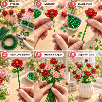 🌼✨DIY Beaded Wildflower Bouquet Kit – Handmade Crystal Flower Craft Set🌸✨