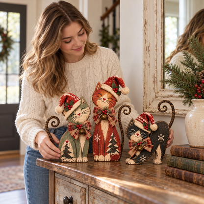 🐱🎄 Vintage Lighted Christmas Cat Trio | Remote Tail Lights