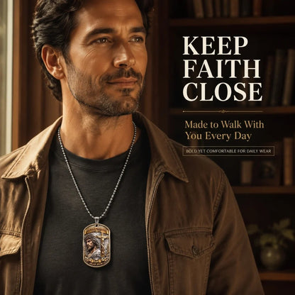 🔥LAST DAY 50% OFF - ✝️“Greater Love” 3D Jesus Dog Tag Necklace – Bold Military-Inspired Design for Him❤️