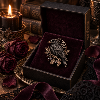 🐦‍⬛ Gothic Celtic Raven Brooch – Dark Academia Statement Pin