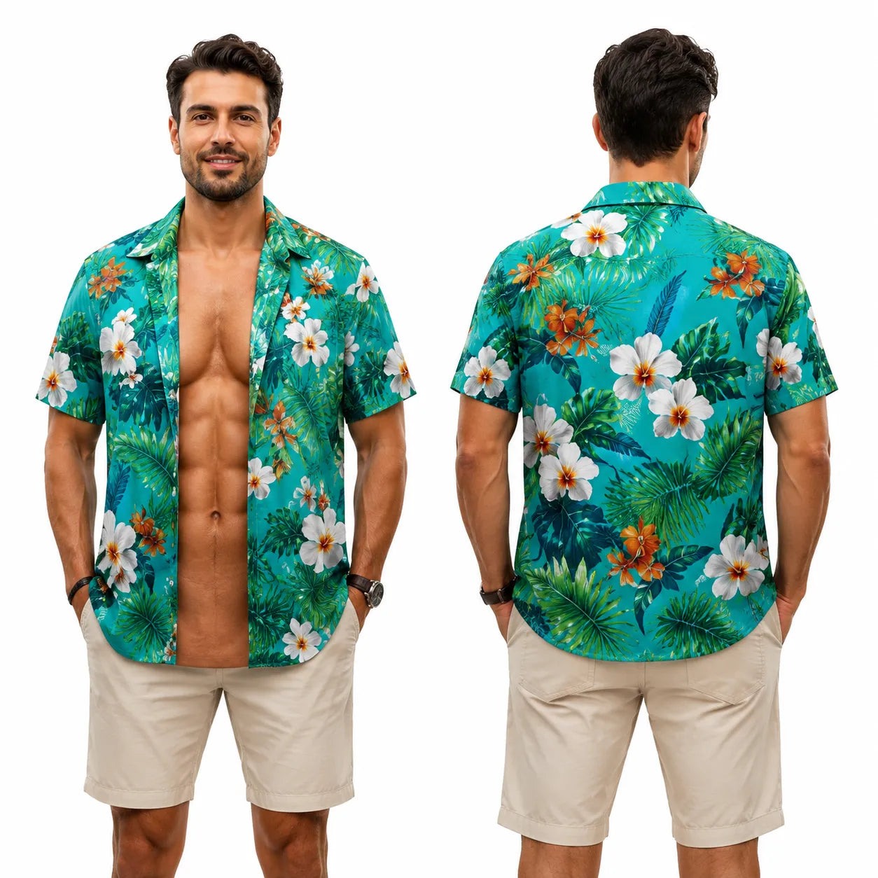 Funny Muscle T Shirt for Men, Hawaiian Shirt Illusion Tee, Personalized 3D Fake Open Shirt💪🔥
