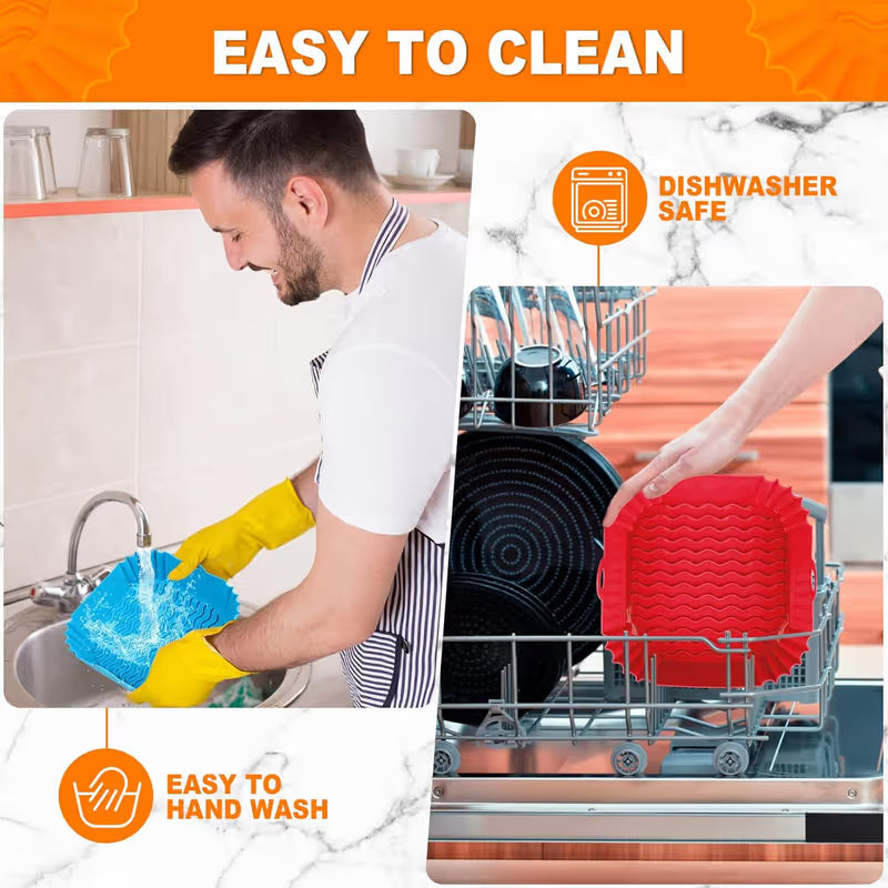Reusable Air Fryer Silicone Liner 🍟 – 8' Nonstick Cooking Basket Insert