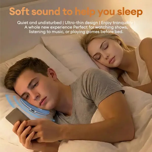 🔥🔥  S1 Ultra-Thin Bluetooth Pillow Speaker with Bluetooth 6.0 - Bone Conduction Technology
