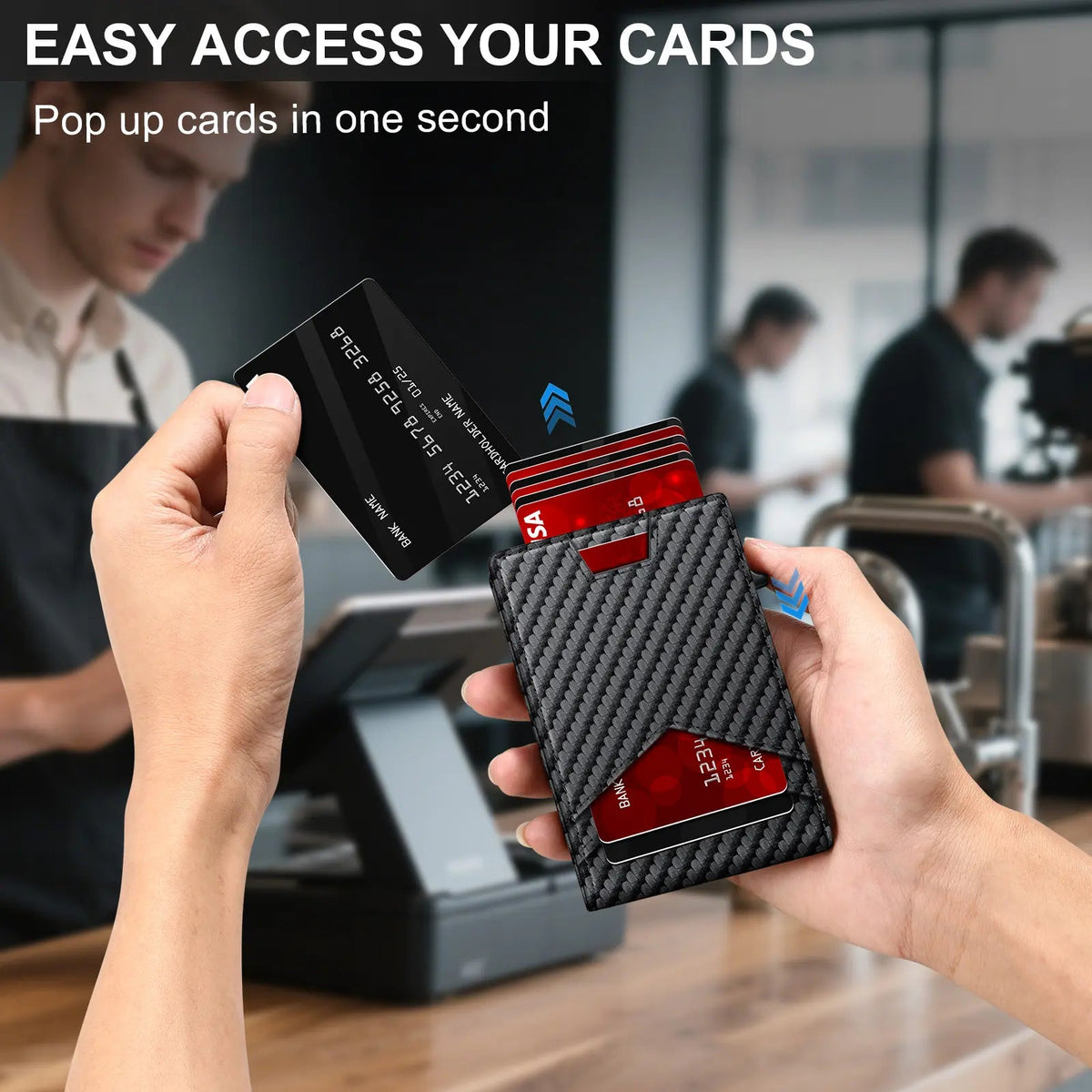 💳 Men's RFID Minimalist Pop-Up Wallet – ID Window & Money Clip