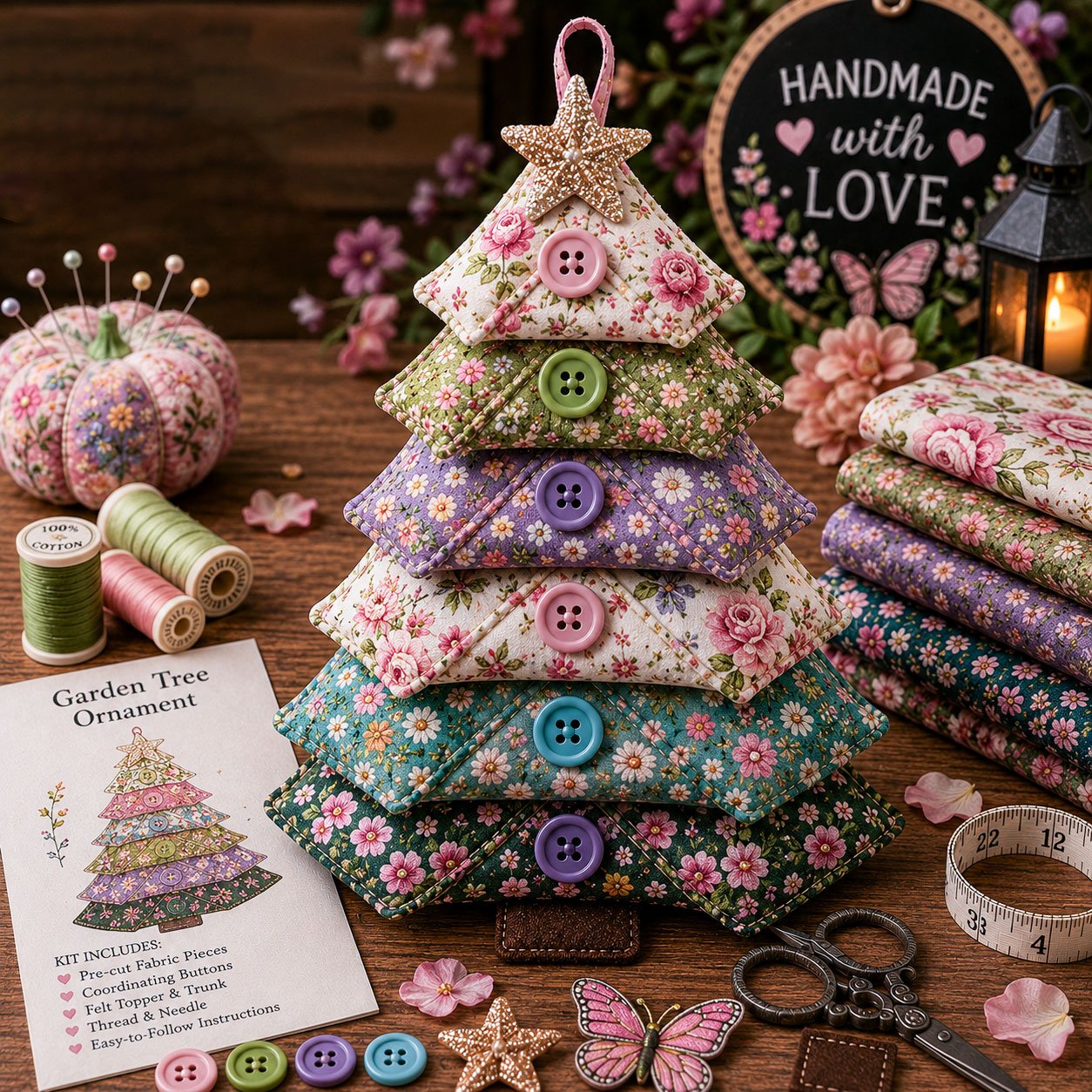 ⚡20K+ SOLD !! 🎁 Layered Fabric Tree Ornament DIY Sewing Kit