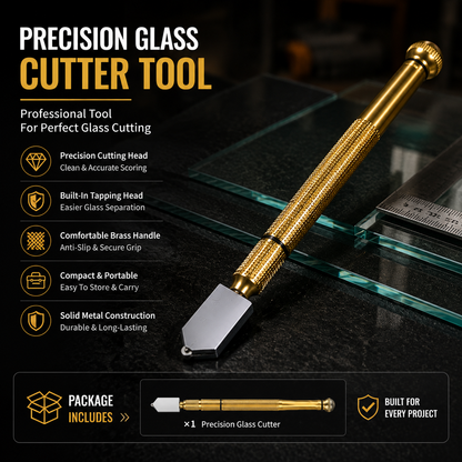 🛠️ Precision Brass Glass Cutter Tool with Tapping Head and Anti Slip Grip ✨