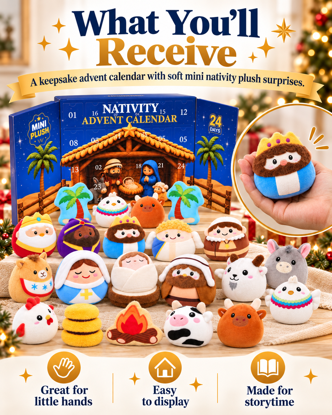 ✨24 Days of Nativity Surprises – Plush Christmas Advent Calendar for Kids